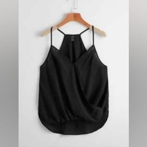 Black wrap front tank top